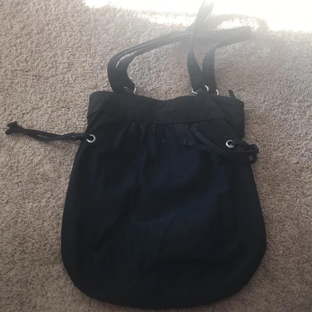 Mod black canvas tote bag with butterfly decal EUC - Picture 3 of 3